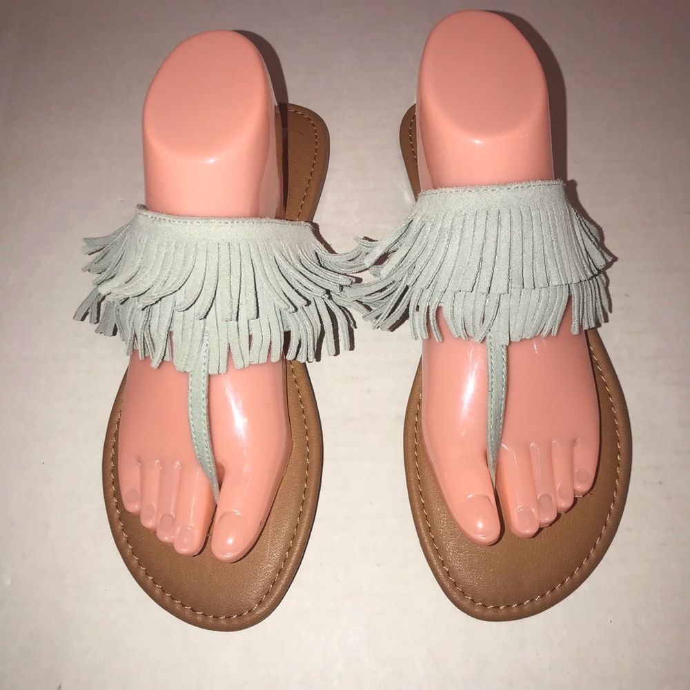 BC Born in California Blue Gray Fringe Thongs Sz 9